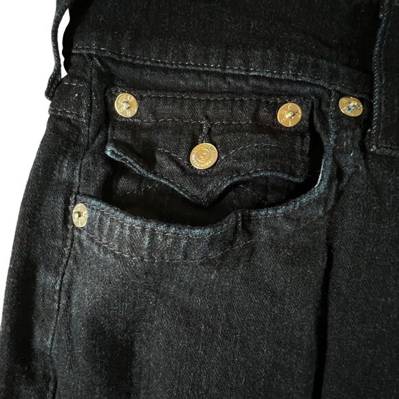 True Religion Rocco Relaxed Skinny Denim Jeans Dark Wash Sz 33 flap Pocket - Picture 4 of 14